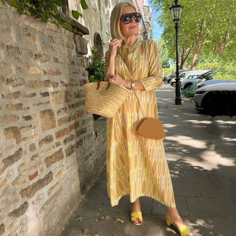 🍂Women’s Elegant Printed 3/4 Sleeve Long Dress