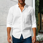 Men's Linen Long Sleeve Stand Collar Shirt