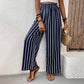 Women's High-Waisted Striped Wide-Leg Pants