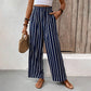 Women's High-Waisted Striped Wide-Leg Pants