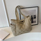 Women's Large Capacity Solid Quilted Shoulder Bag