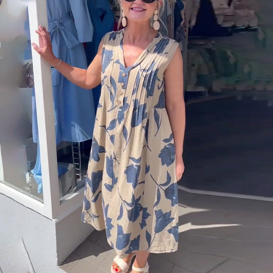 Women's Sleeveless Printed Maxi Dress