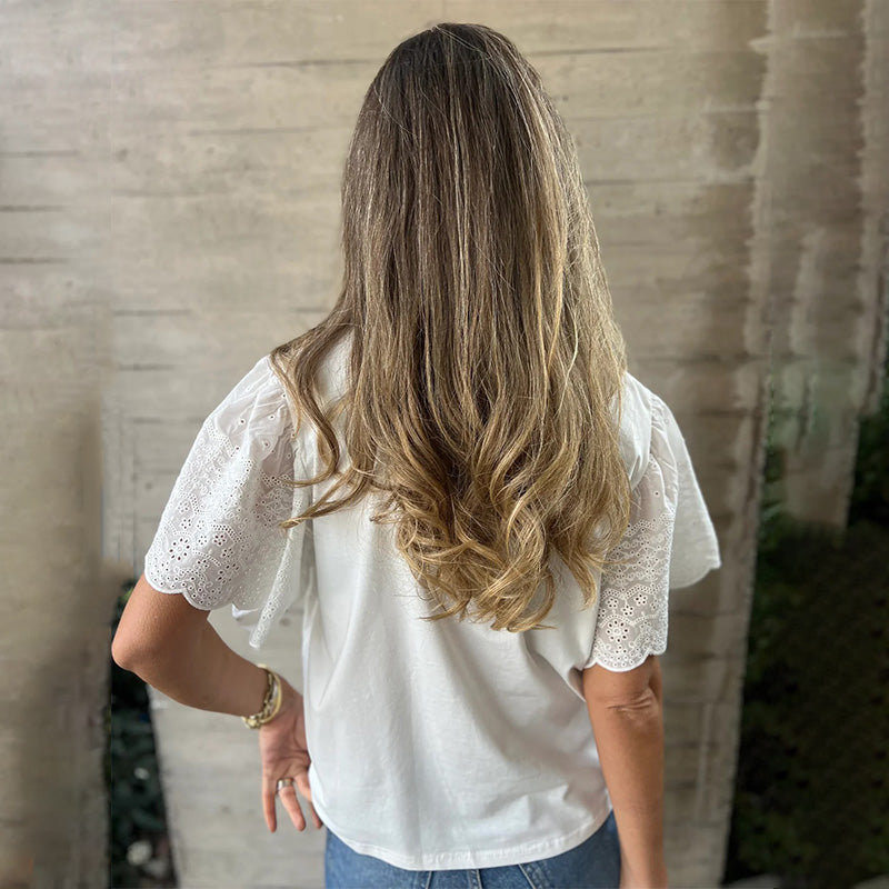 Women's Lace Detail Short Sleeve Top
