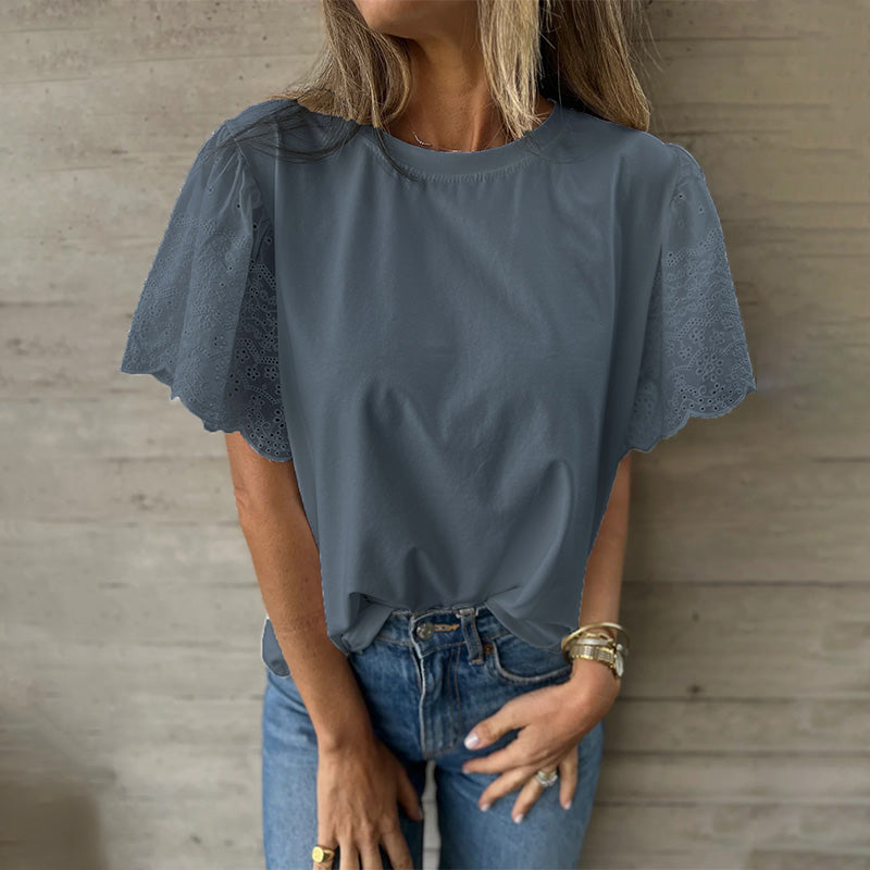 Women's Lace Detail Short Sleeve Top
