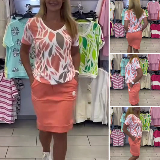 💜 LAST DAY PROMOTION - 50%OFF 💜 Women’s Print Top & Stylish Skirt 2-Piece Set