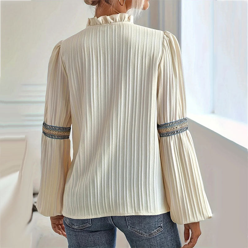 Women's Ethnic Style V-Neck Long Sleeve Shirt