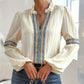 Women's Ethnic Style V-Neck Long Sleeve Shirt