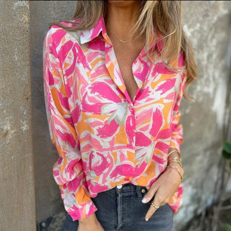 🌈Artistic Floral Shirt - Classic Collar & Loose Fit