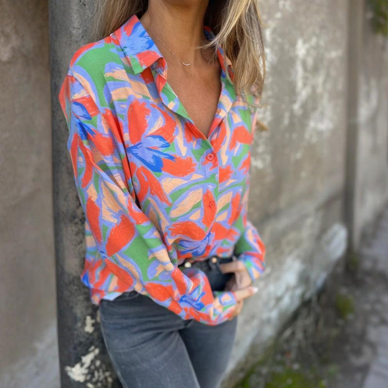 🌈Artistic Floral Shirt - Classic Collar & Loose Fit
