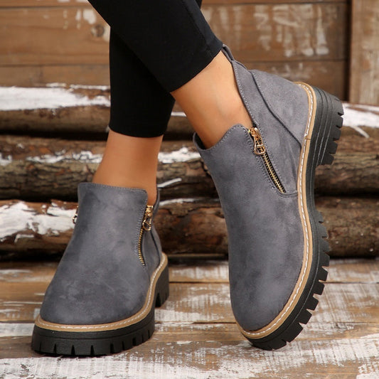 🎉Seasonal Sale: 50% Off✨Women's Round-Toe Ankle Boots with Side Zipper