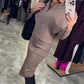 Women's Casual Half Zip Tops ＆ Slit Skirt 2-Piece Set