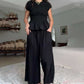 💜 LAST DAY PROMOTION - 50%OFF 💜 Women’s Pleated Top & Wide-Leg Pants Set