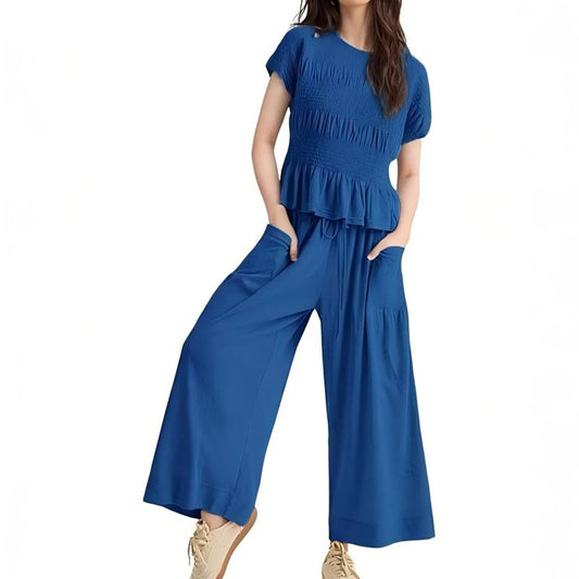💜 LAST DAY PROMOTION - 50%OFF 💜 Women’s Pleated Top & Wide-Leg Pants Set