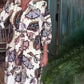 Women's Vintage Print V-Neck Loose Fit Dress