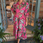 Women's Vintage Print V-Neck Loose Fit Dress