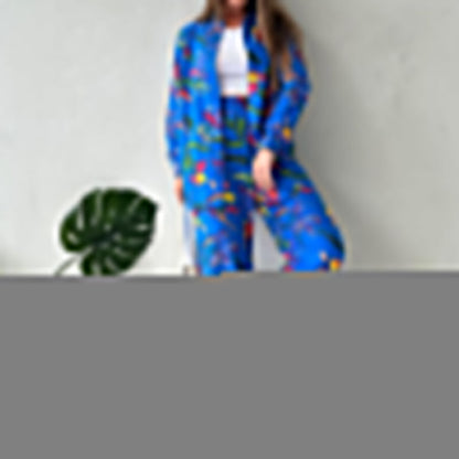 💜 LAST DAY PROMOTION - 50%OFF 💜Floral Print Shirt & Wide-Leg Pants Set