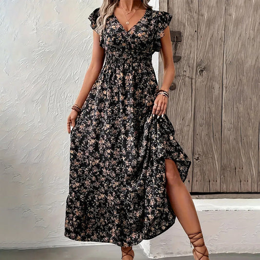 Flowy V-Neck Floral Maxi Dress