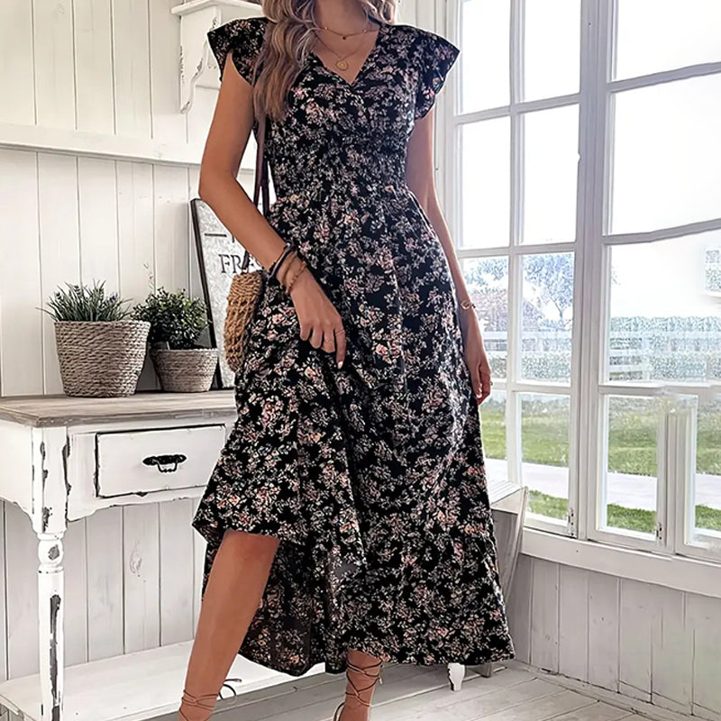 Flowy V-Neck Floral Maxi Dress