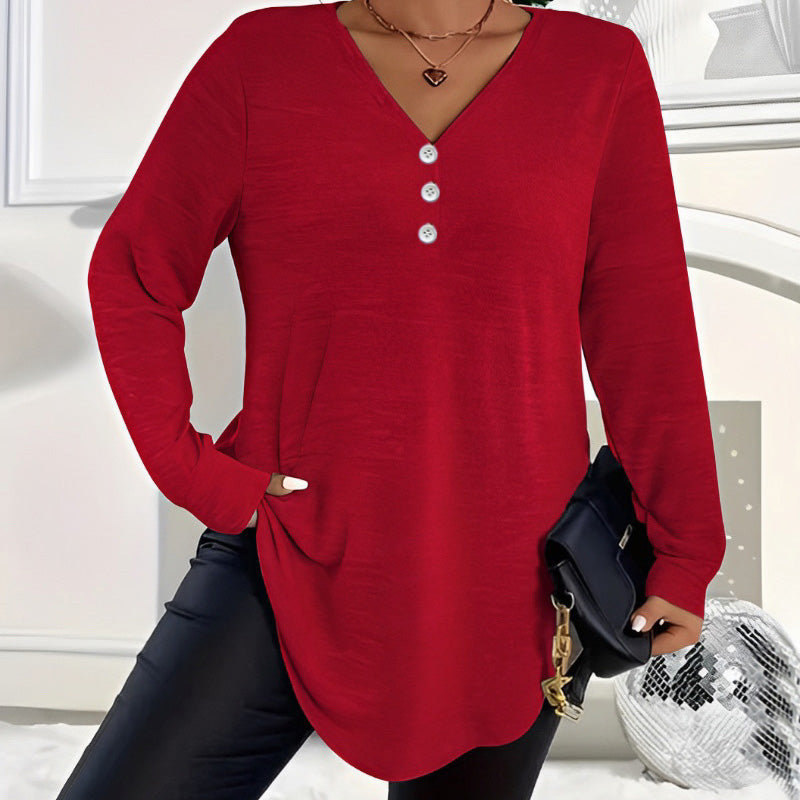 💜 LAST DAY PROMOTION - 50%OFF 💜Women's Buttoned V-Neck Short Sleeve Top