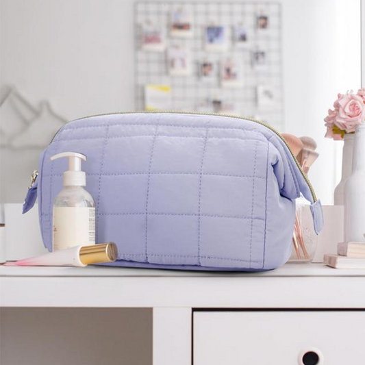 Portable Checkered Travel Makeup Bag