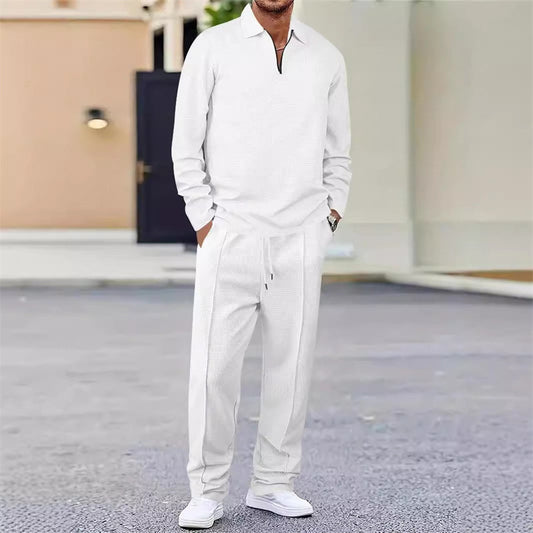 🎉Huge 50% OFF🎉Men’s Waffle Knit Sweatshirt & Straight-Leg Pants Set