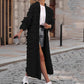 Long Solid-Color Tassel Knit Cardigan
