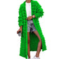 Long Solid-Color Tassel Knit Cardigan