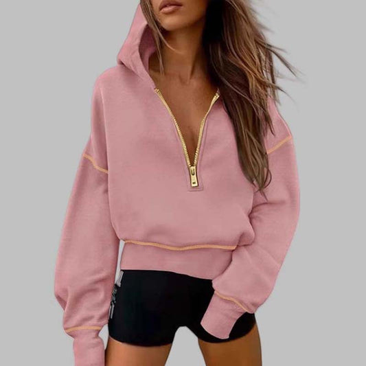 Women's Hooded Sweatshirt with Half zip