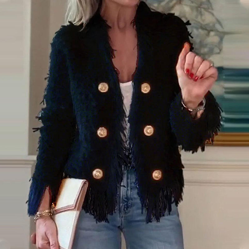 💜Limited stock available  50%OFF 💜 Women’s Fashion Button Tassel Short Coat