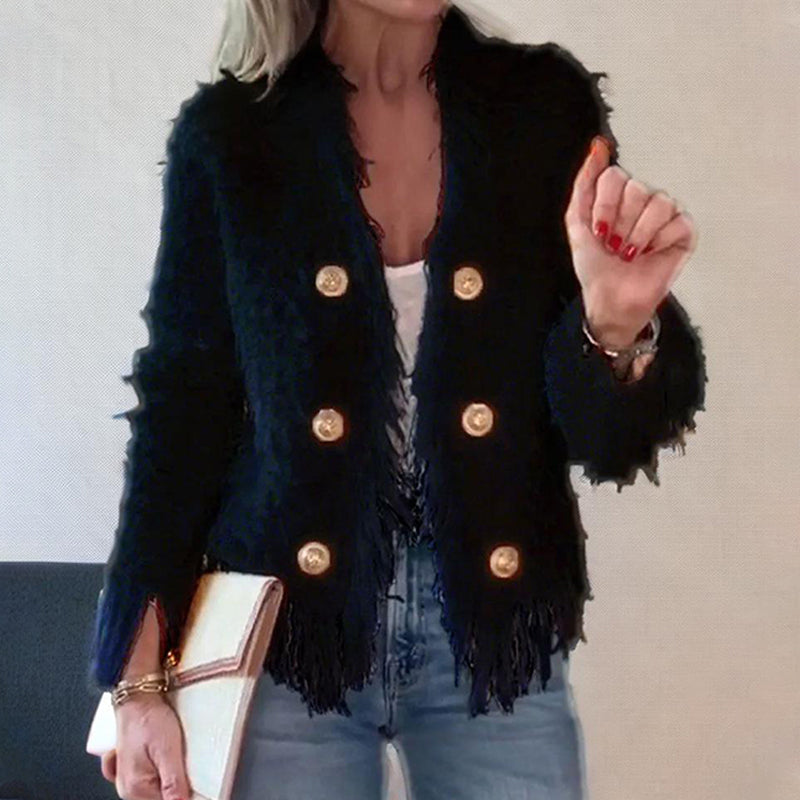 💜Limited stock available  50%OFF 💜 Women’s Fashion Button Tassel Short Coat