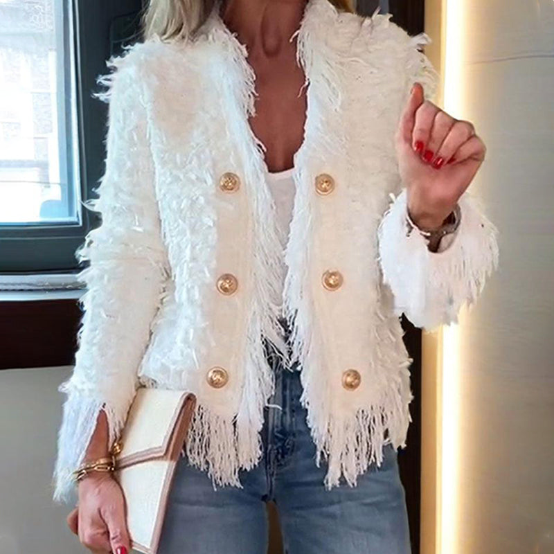 💜Limited stock available  50%OFF 💜 Women’s Fashion Button Tassel Short Coat
