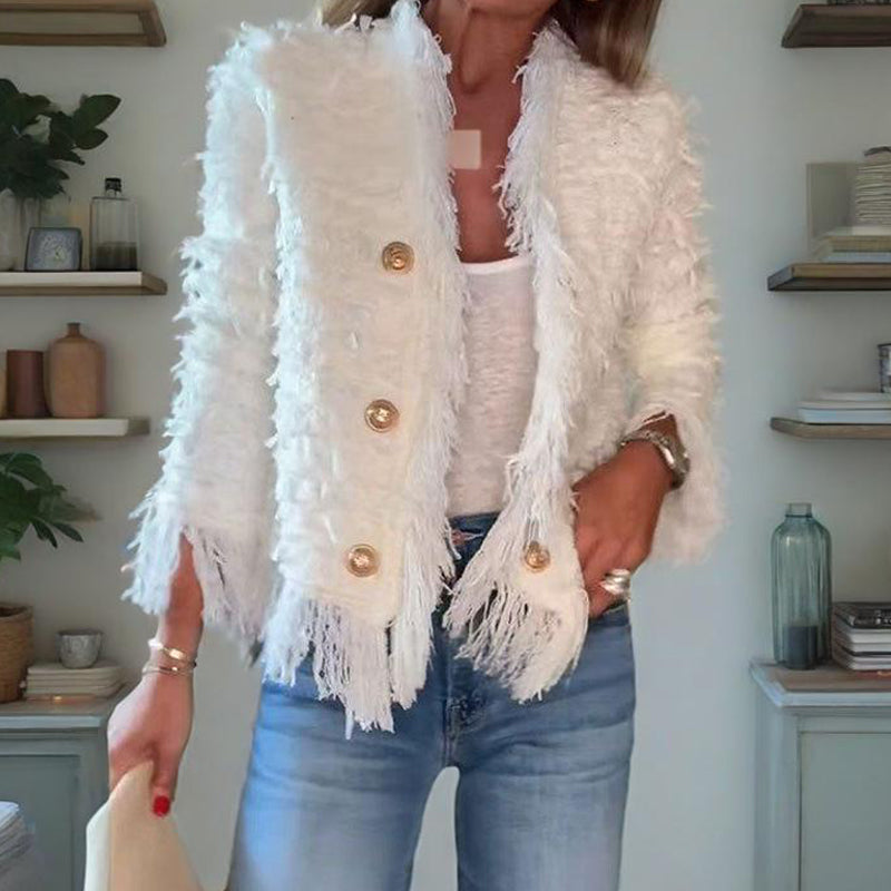 💜Limited stock available  50%OFF 💜 Women’s Fashion Button Tassel Short Coat