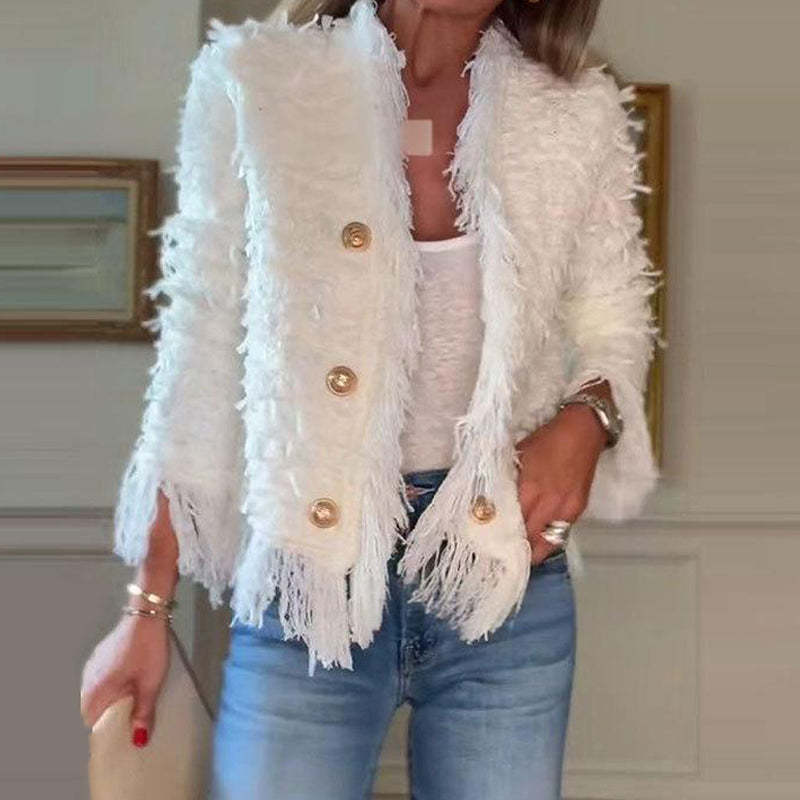 💜Limited stock available  50%OFF 💜 Women’s Fashion Button Tassel Short Coat