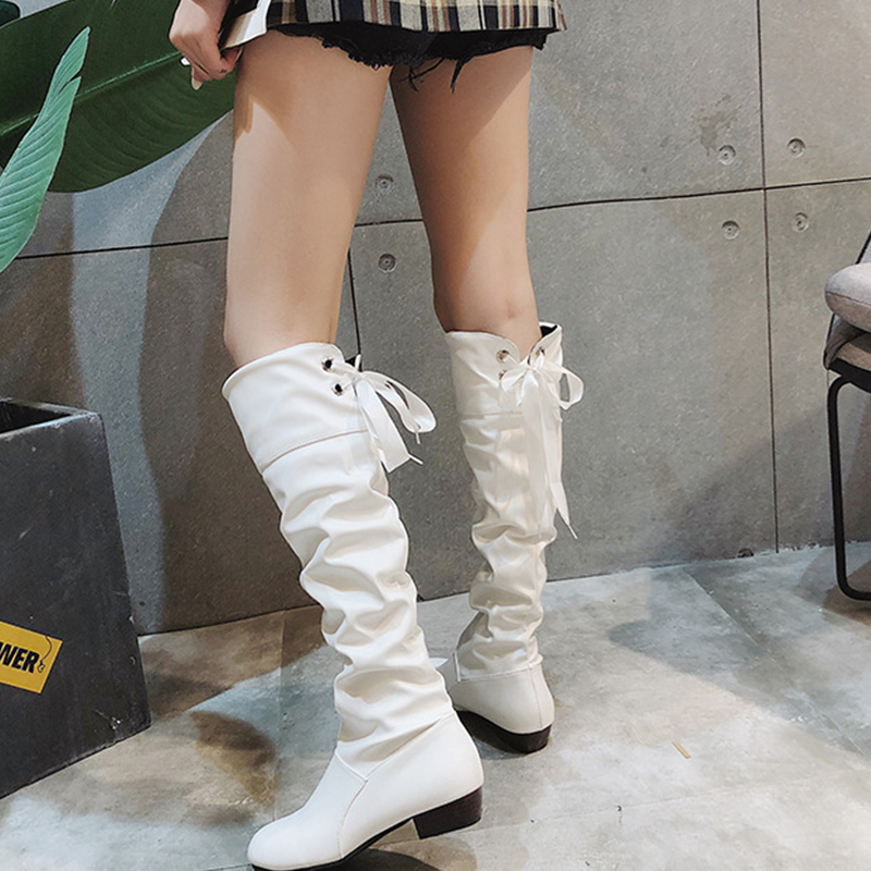 Elegant High Boots With Bow Detail