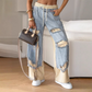 🍁Early Autumn Special Offer✨Patchwork Denim Elastic Drawstring Wide-Leg Pants