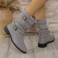 Women's Denim Buckle Strap Ankle Boots