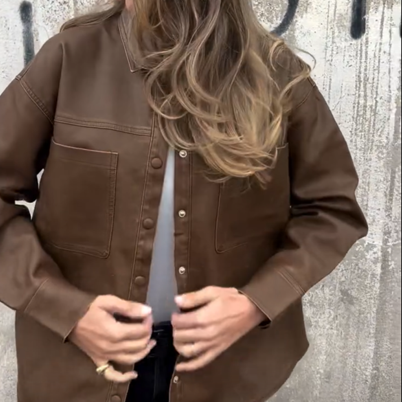 Women's Casual Button Jacket with Pockets