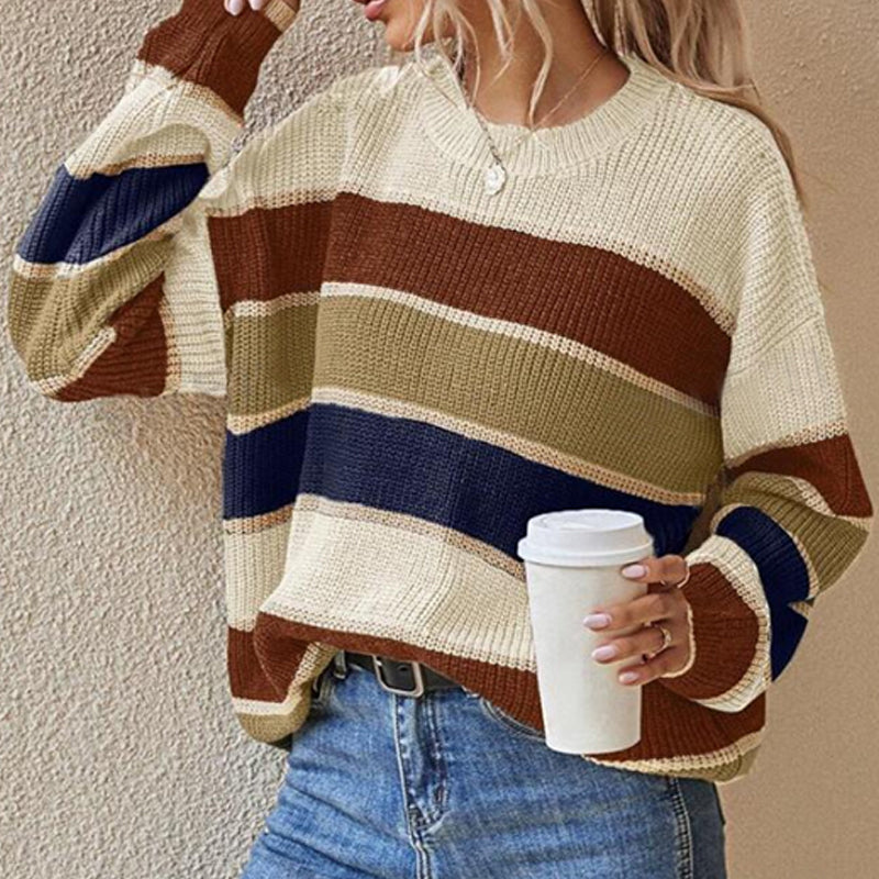 Women's Loose Striped Long-Sleeve Sweater