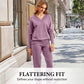 Women's V-Neck Sweater & High-Waist Pants 2-Piece Set