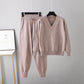 Women's V-Neck Sweater & High-Waist Pants 2-Piece Set