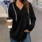 Solid-color Drawstring Hooded Long-sleeve Sweatshirt