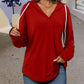 Solid-color Drawstring Hooded Long-sleeve Sweatshirt