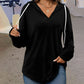 Solid-color Drawstring Hooded Long-sleeve Sweatshirt