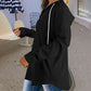 Solid-color Drawstring Hooded Long-sleeve Sweatshirt