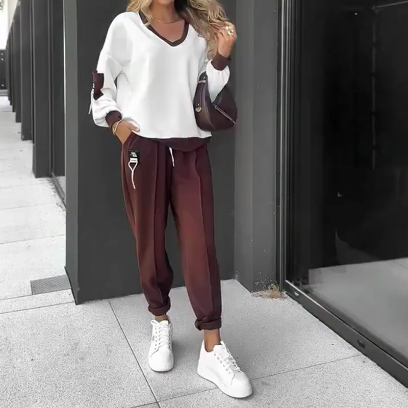 🍁Early Autumn Special Offer-Color-Block Pullover Hoodie & Jogger Pants Set