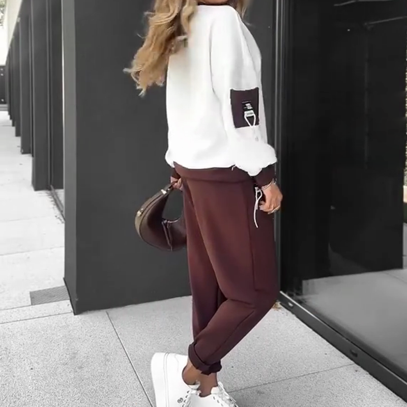 🍁Early Autumn Special Offer-Color-Block Pullover Hoodie & Jogger Pants Set