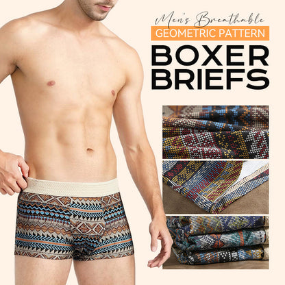 Men's Breathable Geometric Pattern Boxer Briefs（Buy 1 Get 2 Free）