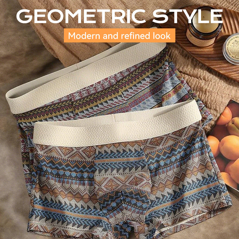 Men's Breathable Geometric Pattern Boxer Briefs（Buy 1 Get 2 Free）