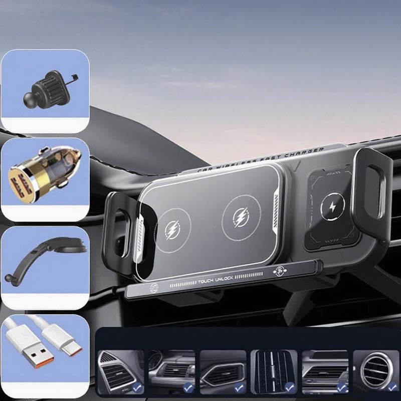 📱Last Day Special Sale 49% OFF⚡2-in-1 Foldable Car Phone Holder & Wireless Charger