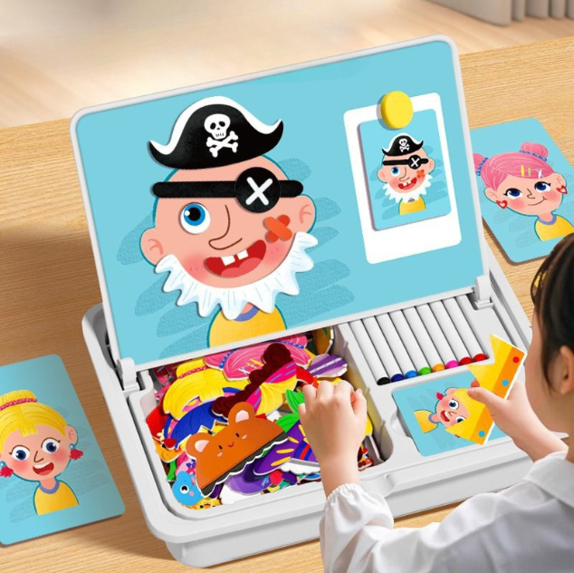 Magnetic Puzzles Face Dress Up Travel Game Double Side Preschool Educational Learning Toy for Kids
